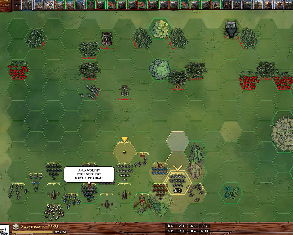 Warmonger battle on the grassland hex map